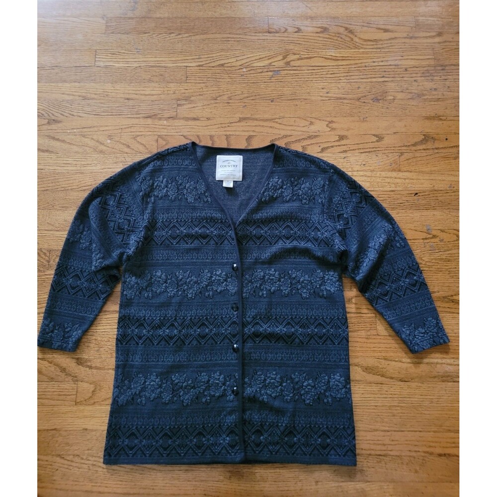VTG Y2K Victorias Secret Fair Isle Oversized Long Knit Cardigan Size Small